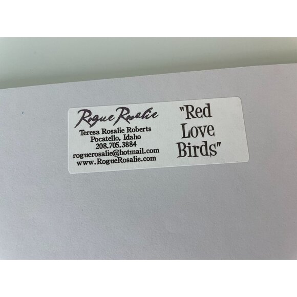 Rogue Rosalie RED LOVE BIRDS Art Matted Print Cardinal Birds Nature Animals 10x8 - Picture 6 of 7